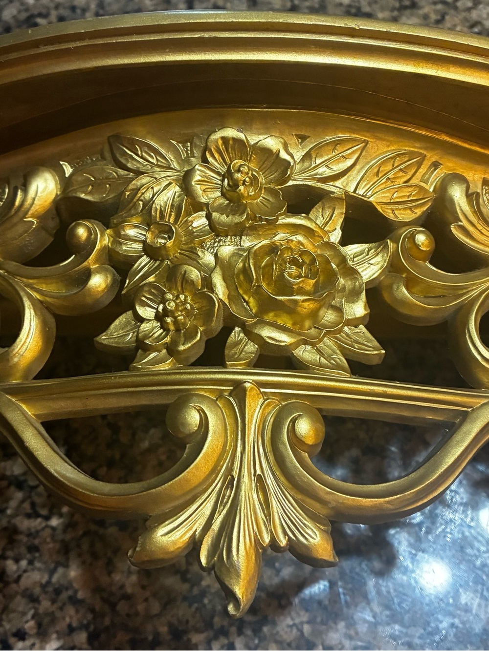 Vintage Syroco Gold Floral Wall Shelf- Gold Finish
